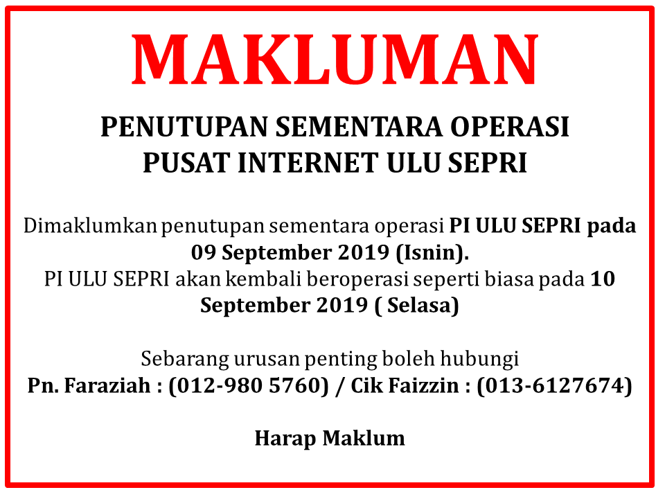 Notis Penutupan 9sept